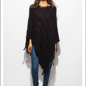 Black Poncho Top